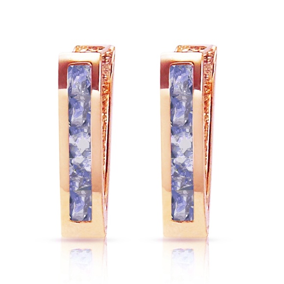 Galaxy Gold Products Jewelry - GOLD HUGGIE HOOP EARRING WITH TANZANITES